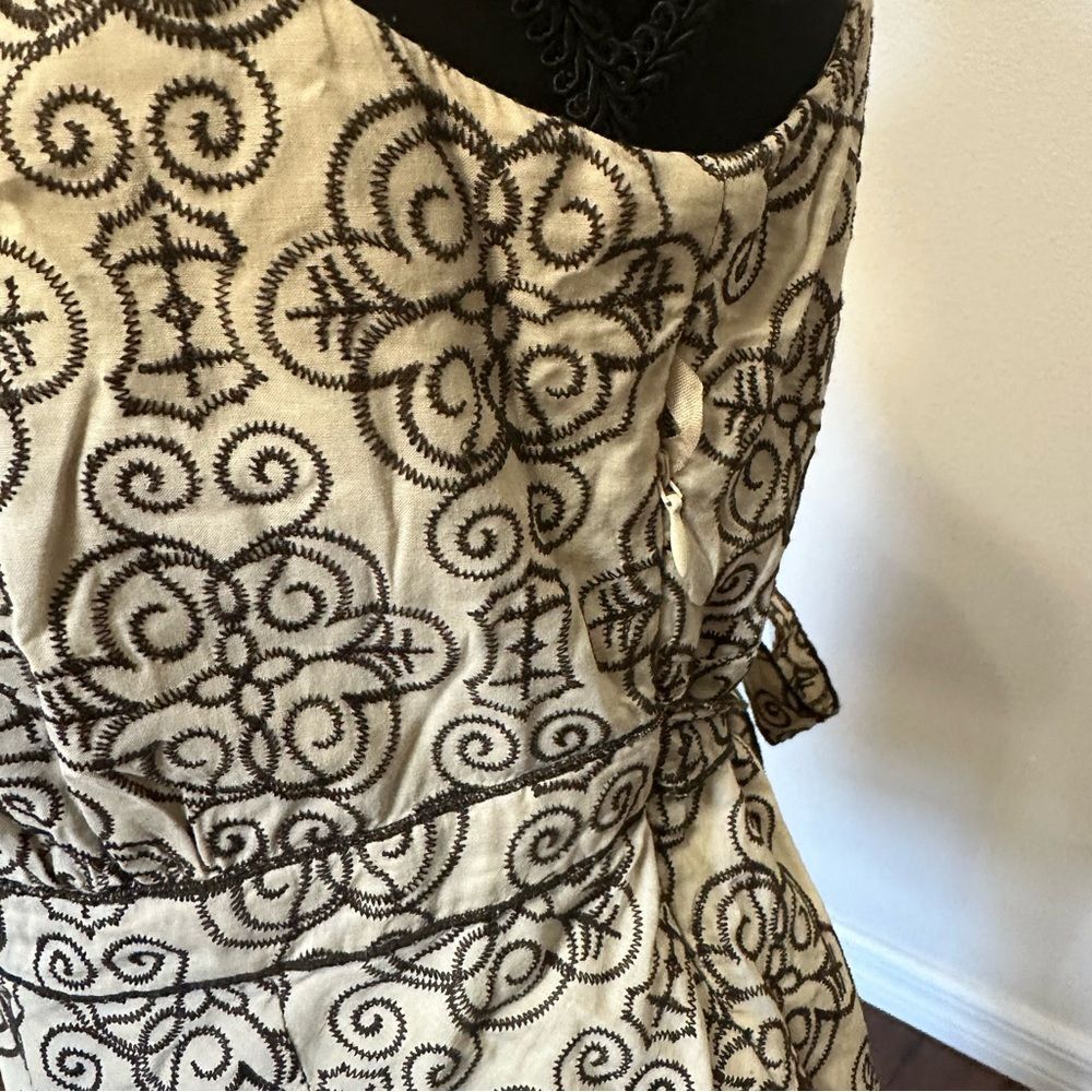 Nine West Cotton Black and Cream Patterned Top - Picture 6 of 7